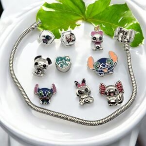 Lilo & Stitch Charm Bracelet + 9 Charms Disney Blue Koala Silver Fashion Jewelry